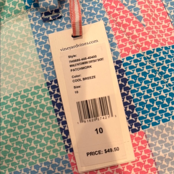 Vineyard Vines Blue and Pink Bermuda Shorts Patchwork Design - Picture 2 of 3